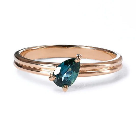 Medium Tilted Sapphire Double Band Ring