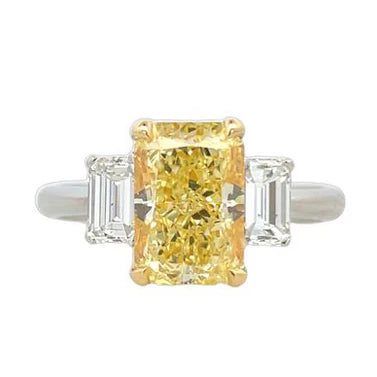 2.53ct Fancy Yellow Three-Stone Diamond Engagement Ring