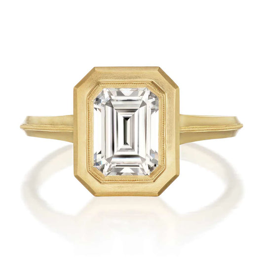 1.56ct Emerald Cut Moissanite Jin Solitaire Engagement Ring