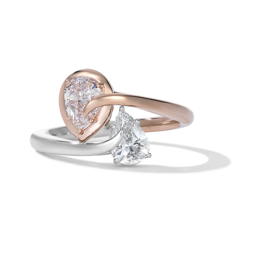 Toi et Moi, When Two Become One Pear" Diamond Engagement Ring