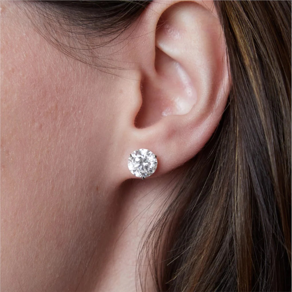 4.24tcw Diamond Trinity Stud Earrings