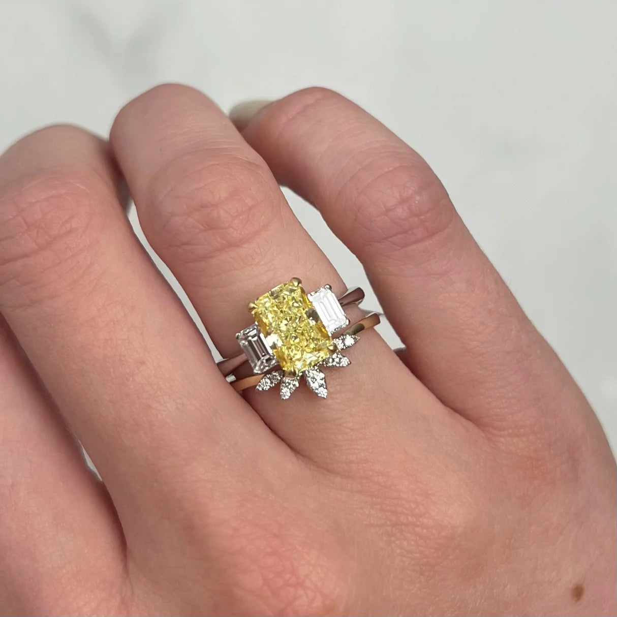 2.53ct Fancy Yellow Three-Stone Diamond Engagement Ring